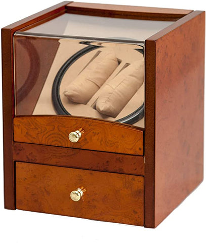 Novalife Watch Winder Winds 2 Stores 4 Watches with Cabinet Storage Display Box