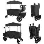 Novalife Stroller Outdoor Collapsible Folding Utility Wagon Cart with Pull Push Handle for Beach, Picnic, Garden Cart