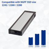 USB-C 10Gbps to M.2 B-Key / SATA SSD External Drive. B-Key Form Factor in 22*42, 22*60, 22*80.