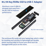 USB-C 10Gbps to M.2 M-Key / NVMe / PCIe SSD External Drive. M-Key Form Factor in 22*42, 22*60, 22*80.