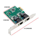 Dual Port Gigabit Ethernet PCI Express 2.1 PCI-E x1 Network Adapter Card (NIC) 10/100/1000 Mbps Card with Realtek RTL8111 Chipset - SD-PEX24041