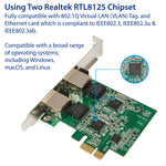 Dual 2.5 Gigabit Ethernet PCI-e x1 Card