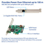 2.5 Gigabit 802.3at POE+ Ethernet PCI-e x1 Card