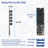 5 Port Non-RAID SATA III to M.2 B+M Key Adapter PCI-e 3.0 x2 bandwith