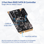 2 Port SATA III Full Height Mini PCIE Card