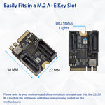 2 Ports NON-RAID SATA III M.2 A+E Key 22x30 mm Card