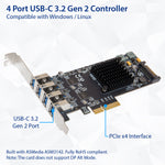 USB 3.2 Gen 2 (10 Gbps) 4 Port Type-A PCI-e 3.0 x4