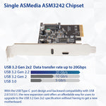 USB-C 3.2 Gen 2x2 + 20W QC Port PCI-e Gen 3 x4 Expansion Card