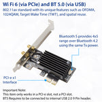 802.11AX Wifi 6 Dual Band and Bluetooth 5.0 PCI-e x1 Wireless Card