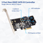 5 port Non-RAID SATA III PCI-e x4 Card