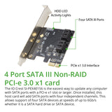 4 Port SATA III PCI-e 3.0 x1 Card Non-Raid Card