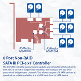 8 Port SATA III to PCIe 3.0 x1 NON-RAID Card