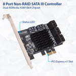 8 Port SATA III to PCIe 3.0 x1 NON-RAID Card