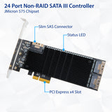 24 Port SATA III to PCIe 3.0 x4 NON-RAID Card