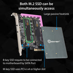 M.2 M-key & M.2 B-key SSD RGB Adapter Card with Heatsink 12V RGB PIN