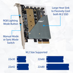 M.2 M-key & M.2 B-key SSD RGB Adapter Card with Heatsink 12V RGB PIN