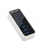 SY-HUB20152 SuperSpeed USB 3.0 7 Port Hub Support Fast Charging with 12V/3A AC Power Adapter, Black/White