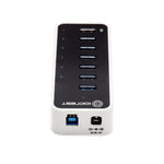 SY-HUB20152 SuperSpeed USB 3.0 7 Port Hub Support Fast Charging with 12V/3A AC Power Adapter, Black/White