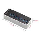 SY-HUB20152 SuperSpeed USB 3.0 7 Port Hub Support Fast Charging with 12V/3A AC Power Adapter, Black/White