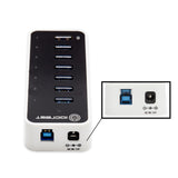 SY-HUB20152 SuperSpeed USB 3.0 7 Port Hub Support Fast Charging with 12V/3A AC Power Adapter, Black/White