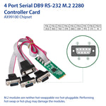 4 Port RS-232 DB9 Serial M.2 B+M Key Card