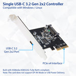 Refurbished Single Port USB-C 3.2 Gen 2x2 PCI-e Gen 3 x4 Expansion Card