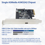 Single Port USB-C 3.2 Gen 2x2 PCI-e Gen 3 x4 Expansion Card