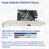 Refurbished Single Port USB-C 3.2 Gen 2x2 PCI-e Gen 3 x4 Expansion Card