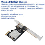 Single Port 2.5 Gigabit Ethernet PCI-e x1 Controller Card NIC