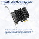 10 Port SATA III to PCIe 3.0 x1 NON-RAID Card