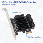 10 Port SATA III to PCIe 3.0 x1 NON-RAID Card